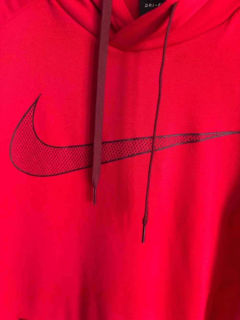 NWT Men's Nike Red Dri Fit Pullover Hoodie with Black Swoosh